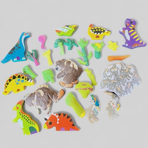 Montessori Educational Wooden Fabric Play Set Toddler Daycare Toys Dinosaur - Picture 1 of 8